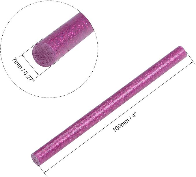 uxcell Mini Hot Glue Sticks for Glue Gun 0.27-inch x 4-inch Rose Red Glitter