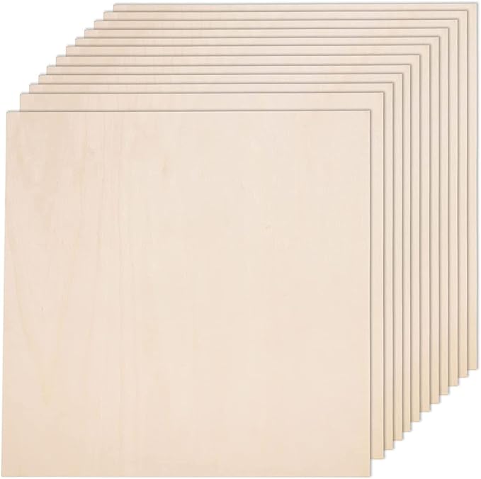 12 Pack 12 x 12 x 1/16 Inch-2 mm Thick Basswood Sheets