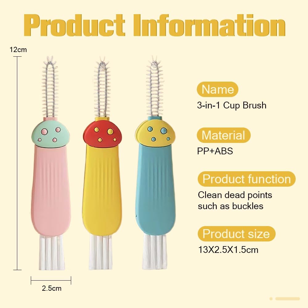 3 in 1 Cup Lid Cleaning Brush, 2025 New Multifunctional Cleaning Brush Crevice Cleaner Brush for Bottle Gap Tight Spaces, 3 in 1 Portable Cup Lid Cleaner with Brush (Blue)