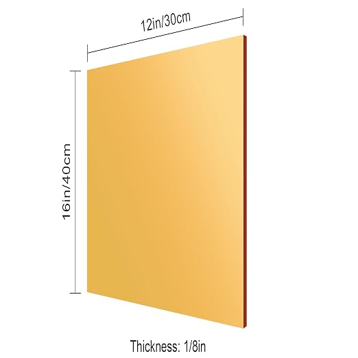 Gold Mirror Acrylic Sheets 12x16Inches, 6 Pack|1/8" Thick, Reflective Acrylic