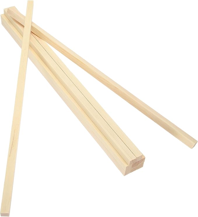 MECCANIXITY 10Pcs Wood Strips Slats, 11/32" x 3/8" x 16" Thin Wood Sticks Flat