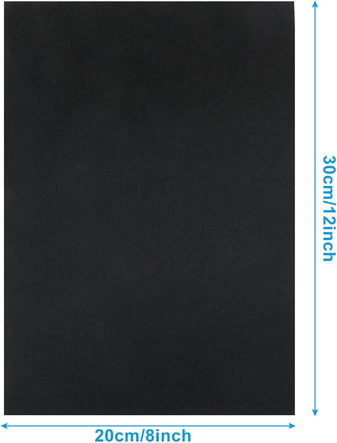 6 Pcs, 8 x 12 Inch Black Felt Sheets, 2mm Thick | Felt Fabric
