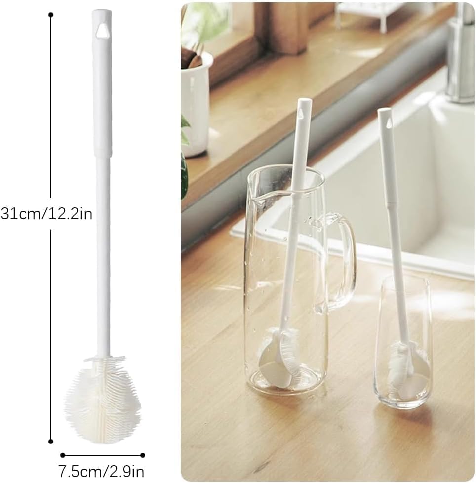 360° Flexible Silicone Bottle Brush with Long Handle, Deep Cleaning Brush for Long Bottle, Narrow Neck Bottle, Water Bottles, Baby Bottles, Flasks (2PCS)