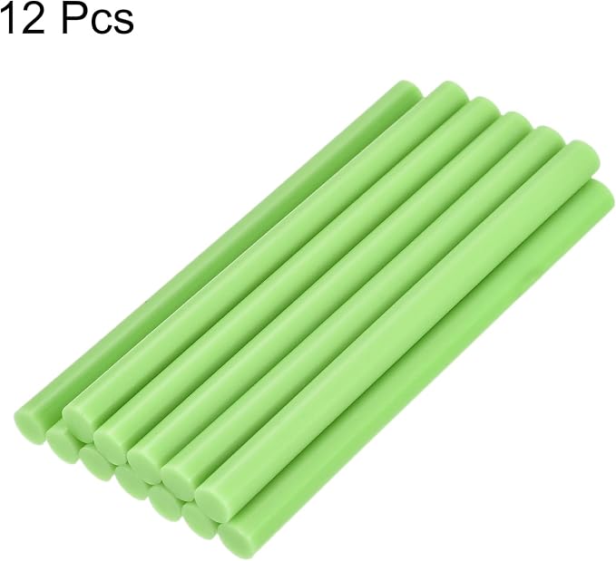 uxcell Mini Hot Glue Sticks for Glue Gun 7mm x 200mm Green 12pcs