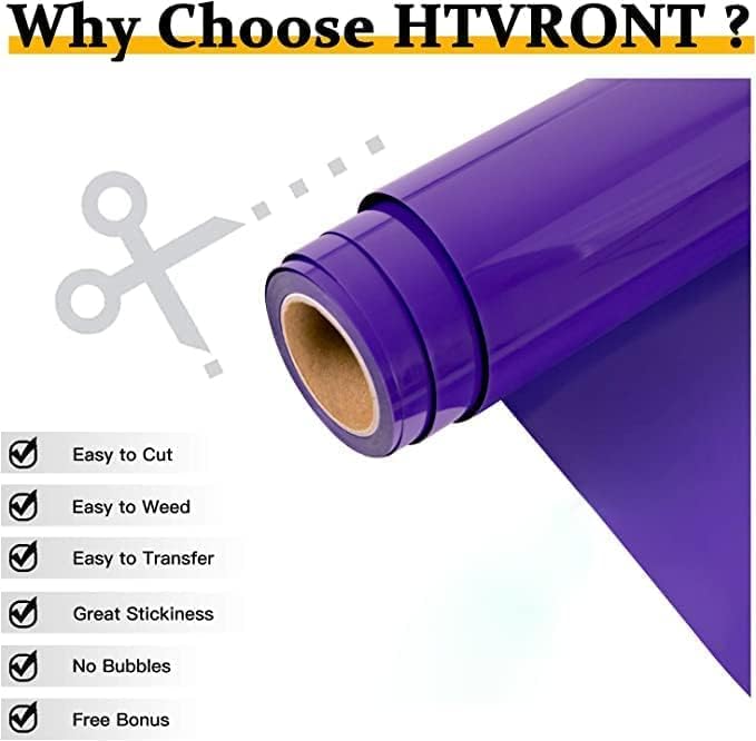 HTVRONT Heat Transfer Vinyl Purple HTV Rolls, HTV Vinyl