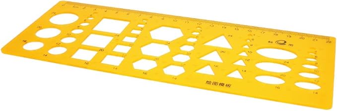 Utoolmart Plastic Drawing Templates Yellow Measuring Rulers Geometric Templates