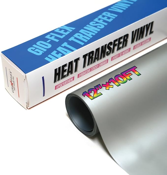 PU Heat Transfer Vinyl 12"×10ft Roll Silver – HTV