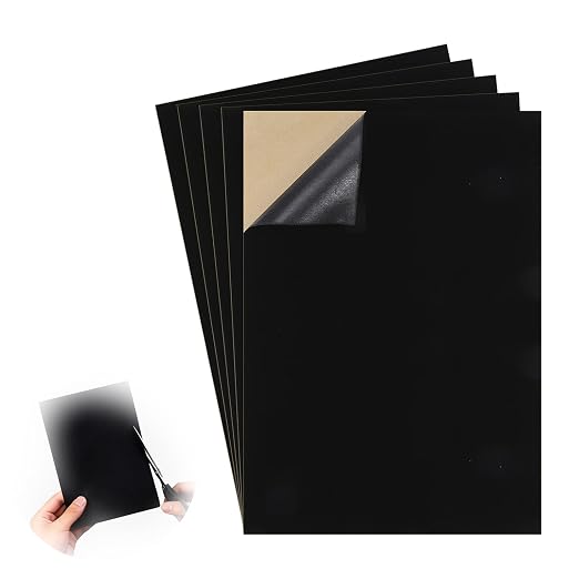 5PCS Black Felt Sheets with Self-Adhesive Backing, Soft Felt Fabric, Durable