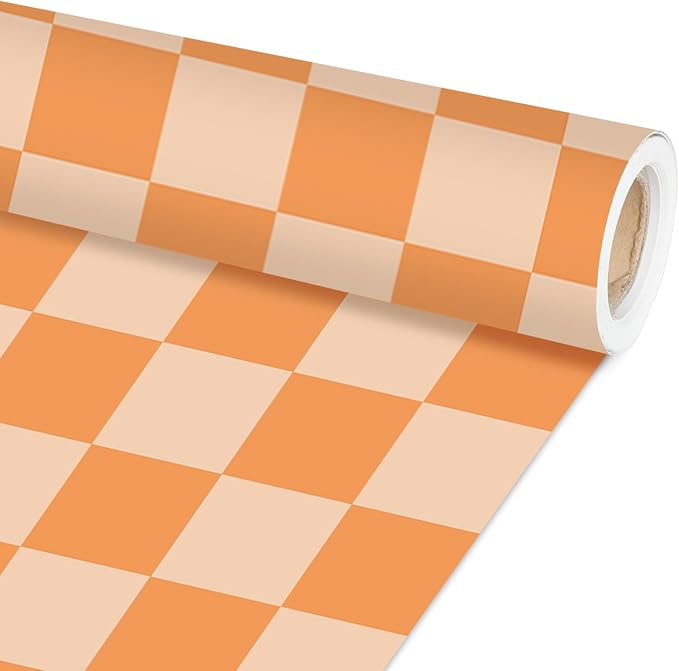 Hippie Orange Checked Bulletin Board Paper Roll Retro Orange Bulletin Board