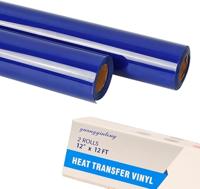guangyintong Blue Heat Transfer Vinyl HTV Rolls, 2 Rolls 12" x 12ft Blue Iron