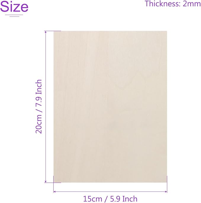 DMiotech 12 Pack 8 x 6 x 1/13 Inches 2mm Thick Wood Sheets Basswood Sheets