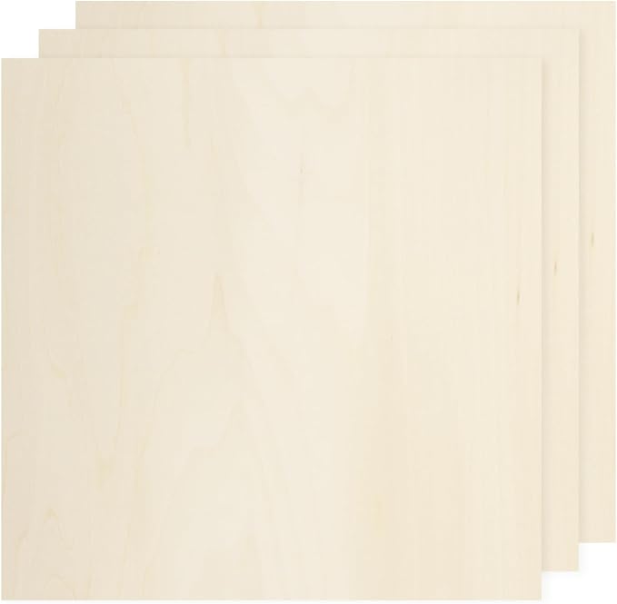 MECCANIXITY 3pcs Basswood Sheets 6 x 6 x 5/32 Inch Unfinished Wood Boards