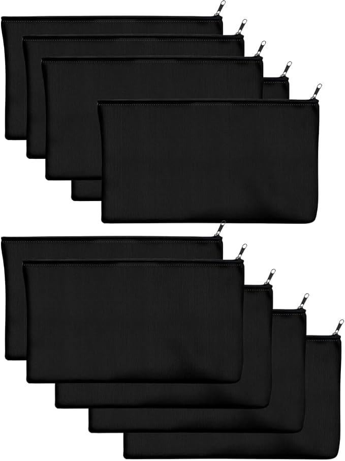 80 PCs 8.3x4.7 Black canvas Zipper Pouch, Makeup Bags Bulk Pencil Pouch