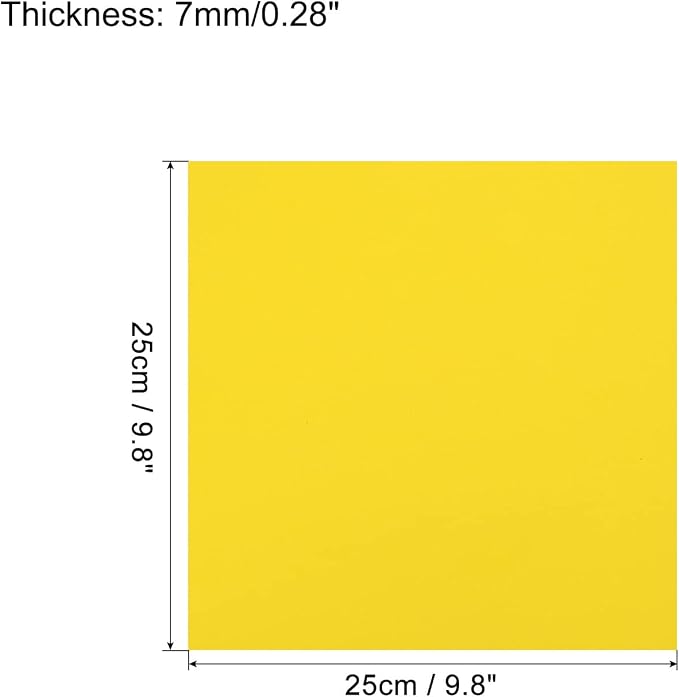 MECCANIXITY EVA Foam Sheets Yellow 9.8 Inch x 9.8 Inch 7mm Thick Crafts Foam
