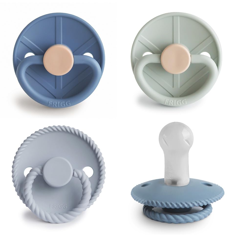 FRIGG SilkySoft Silicone Baby Pacifier 4-Pack Skyline Serenity | Made in Denmark | BPA-Free (6-18 Months)