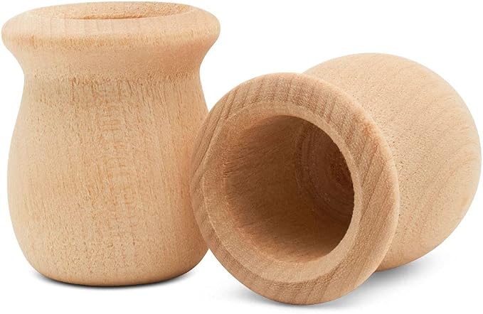 Bean Pot Candle Cups, 1-5/8 Inch, 29/32 Inch Hole, Wood Turnings