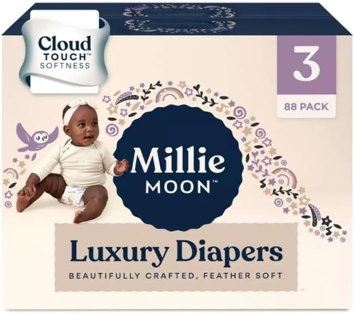 Millie Moon Luxury Diapers (Size-3 and Count-88) White-13 to 24 lbs(Pack of 1)