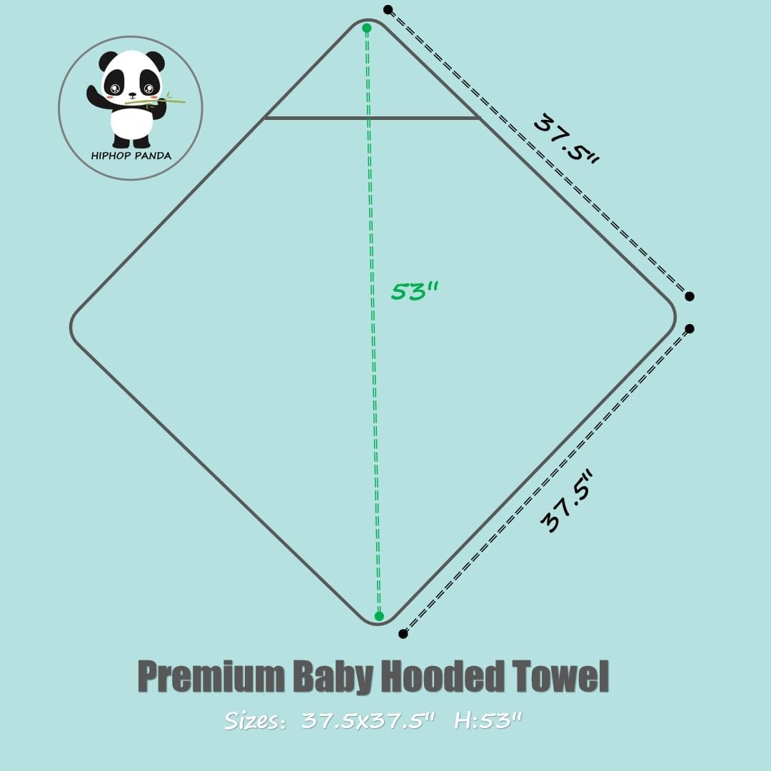 HIPHOP PANDA Hooded Towel - Rayon Made from Bamboo, Bath Towel with Bear Ears for Newborn, Babie, Toddler, Infant - Absorbent Large Baby Towel - Pink Rabbit, 37.5 x 37.5 Inch
