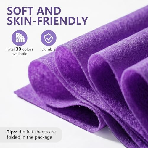 Purple Felt Fabric 36'' X 36'', 1.4mm Large Felt Sheets Soft Durable Crafts