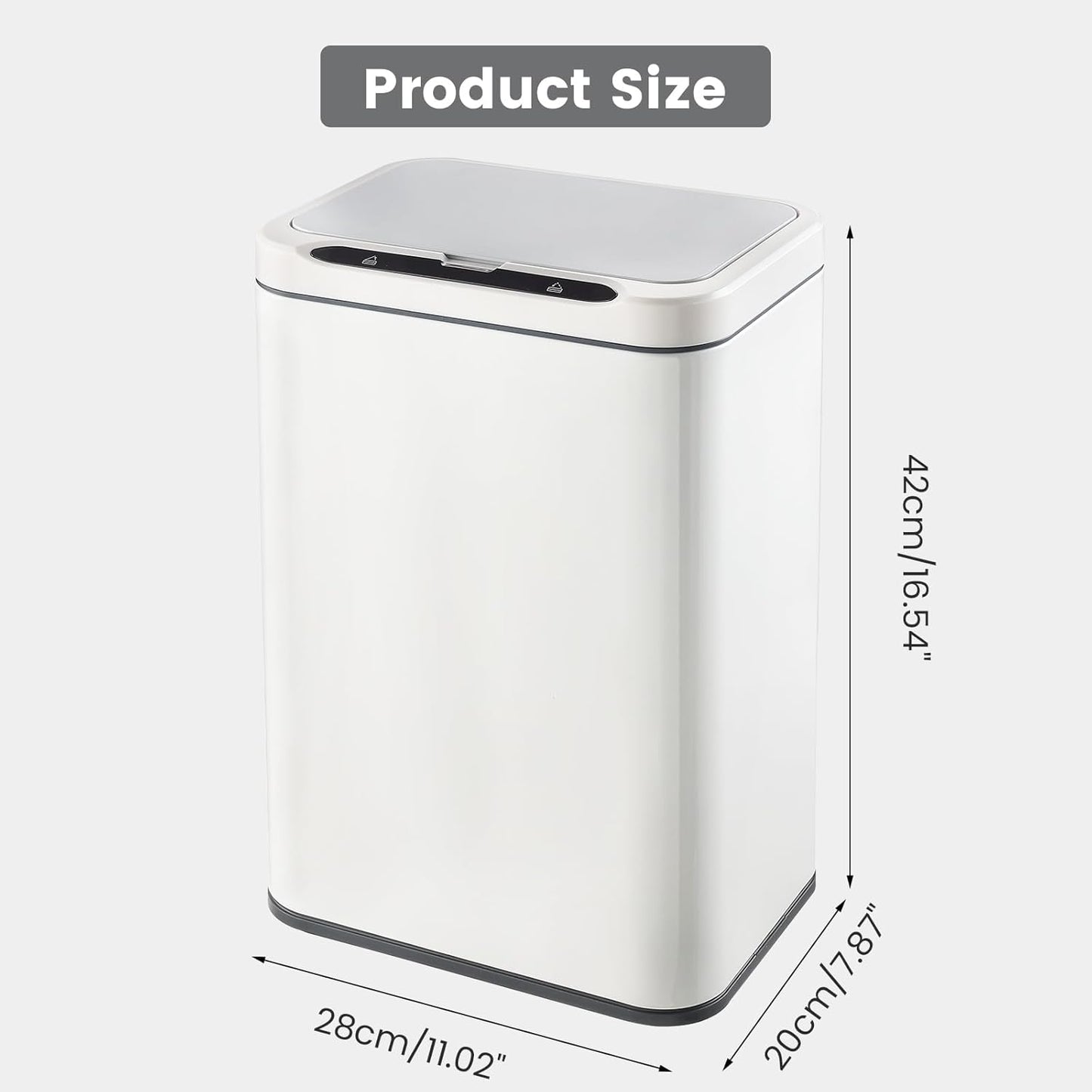 ELPHECO Stainless Steel Office Trash Can Motion Sensor Garbage Can Touchless Smart Trash Can Automatic Waste Bin for Kitchen, Office, Bathroom (White, 5.5 Gallons)