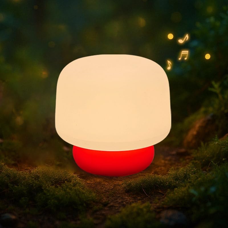 Mushroom Night Light for Kids-Gift & Toy for Kids, Touch Lamp with Sounds&Sleep Music, Squishy Silicone, Eye-Safe LED, 30-Min Timer, Dimmable Rechargeable Bedside Table Lamp – Gift for Boys & Girls