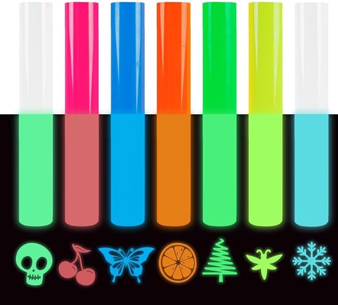 FUNKAKA Glow in The Dark Heat Transfer Vinyl Bundle, 9 Pack 12" x 10" Sheets