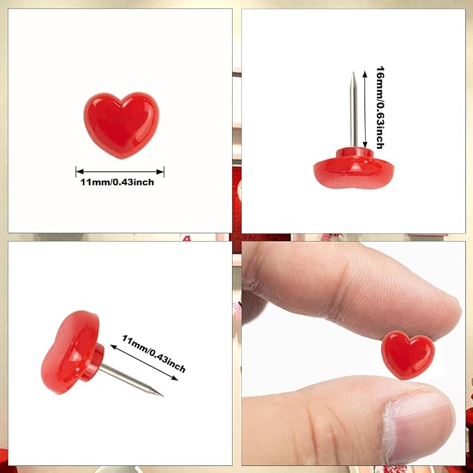 ELANE 100 Pcs Heart Thumb Tacks