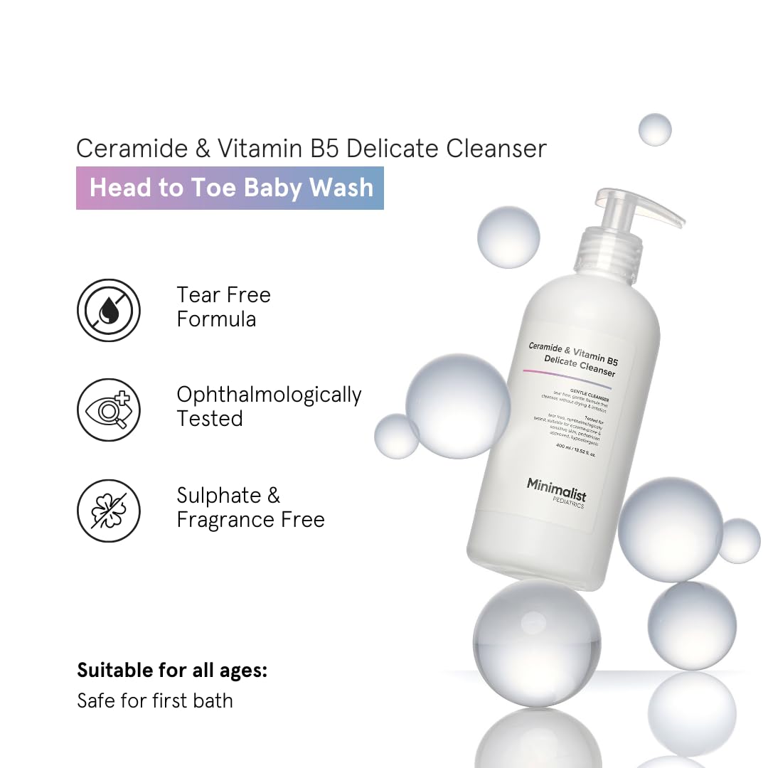 Minimalist Baby Gentle Head to Toe Wash | Tear-free | pH 5.5 | Proven Safe & Pediatrician Approved Baby Wash | Ceramide & Vitamin B5 Delicate Cleanser | 13.52 Fl Oz / 400ml