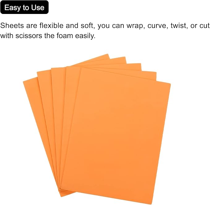 MECCANIXITY EVA Foam Sheets Orange 7.6 Inch x 5.9 Inch 2mm Thickness