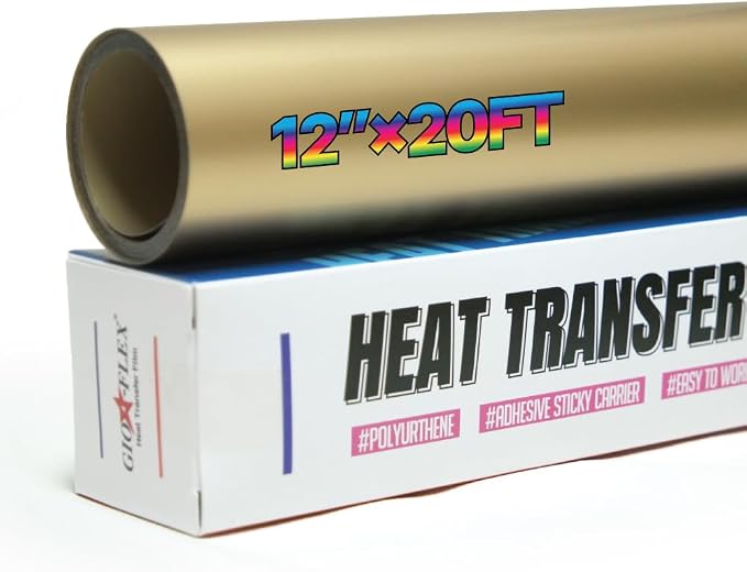 PU Heat Transfer Vinyl 12"×20ft Roll Gold – HTV