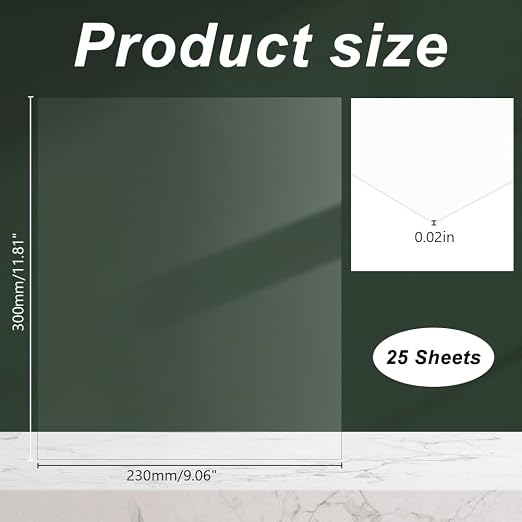 AHANDMAKER 25Pcs Clear Flexible Plastic Sheet, Modeling Projects, Picture Frames