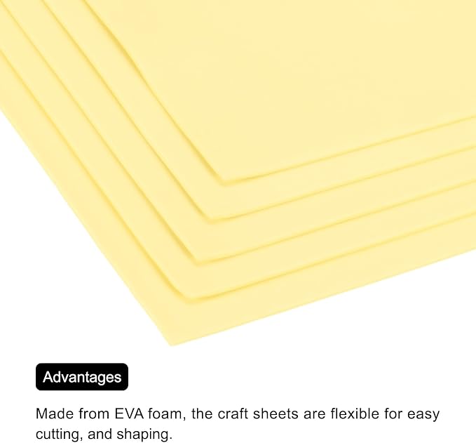 MECCANIXITY EVA Foam Sheets Light Yellow 35.4 Inch x 19.7 Inch 2mm Thick Crafts