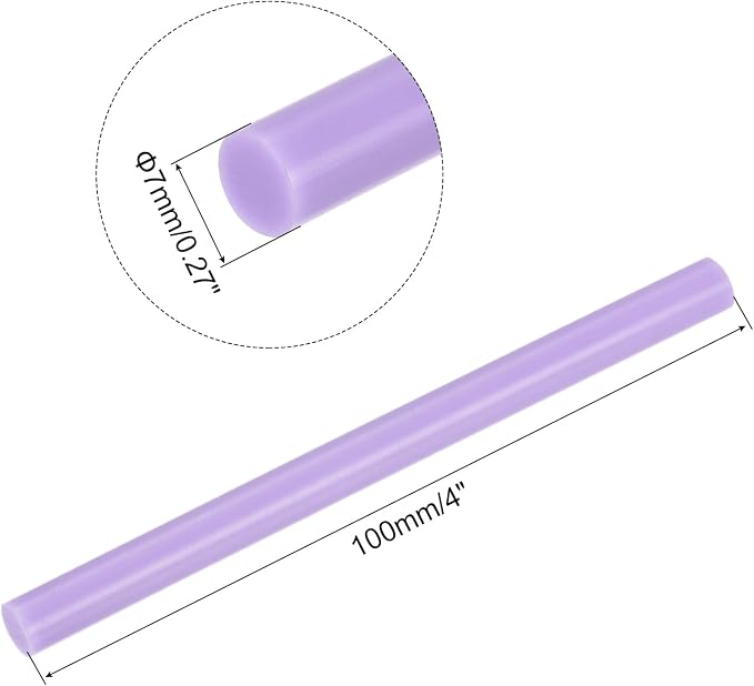 uxcell Mini Hot Glue Sticks for Glue Gun 7mm x 100mm Light Purple 12pcs
