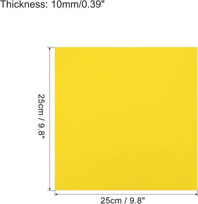 MECCANIXITY EVA Foam Sheets Yellow 9.8 Inch x 9.8 Inch 10mm Thick Crafts Foam