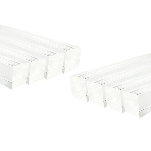 8Pcs Clear Acrylic Square Rods, 8mm x 300mm Transparent Plastic Dowel Sticks