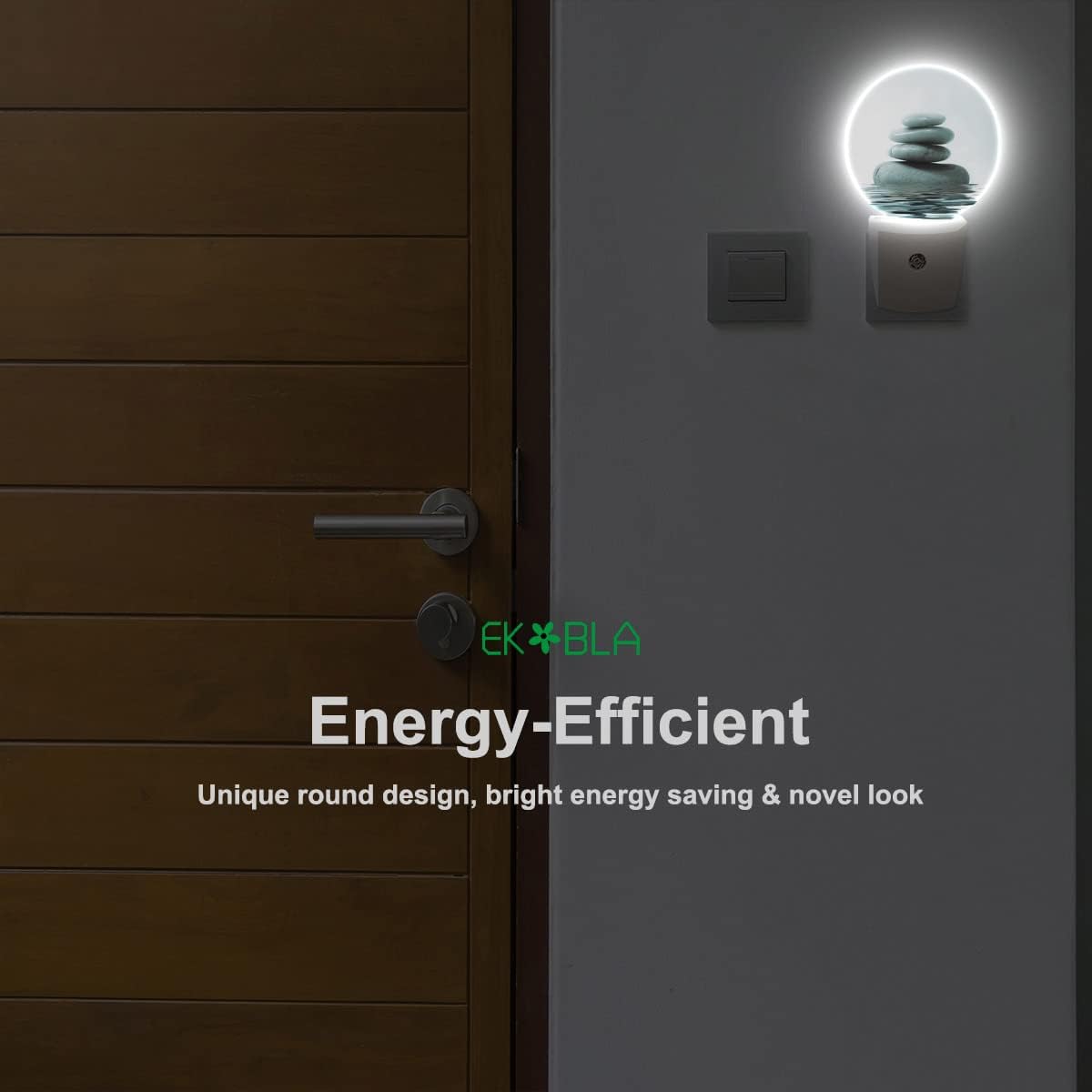 EKOBLA Zen Stones Night Light Oriental Spa Peaceful Meditation Night Lights Plug into Wall with Dusk to Dawn Sensor LED Lamp for Men Women Birthday Housewarming Christmas Gift