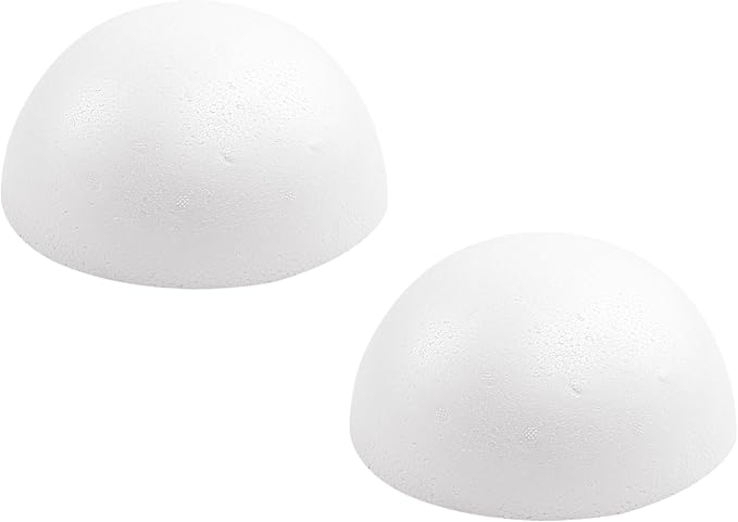 Crafjie 2PCS 6 Inchs White Foam Balls Half Round Polystyrene Half Foam Balls