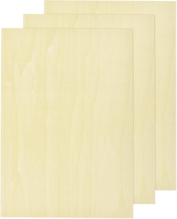 MECCANIXITY 3pcs Basswood Sheets 12 x 8 x 3/8 Inch Unfinished Wood Boards
