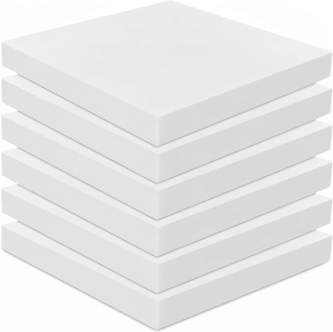 Frienda 6 Pack 3" X 19" X 19" Upholstery High Density Foam Cushion White