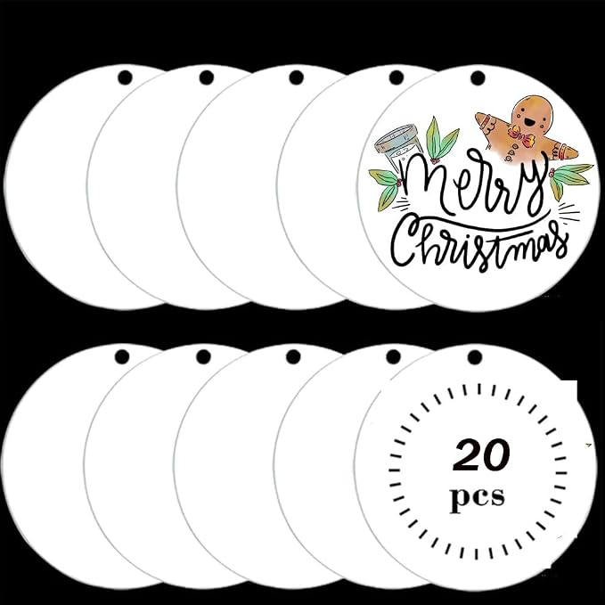 20 Pieces 3.5Inch Acrylic Keychain Blanks White Acrylic Ornament Blanks Bulk
