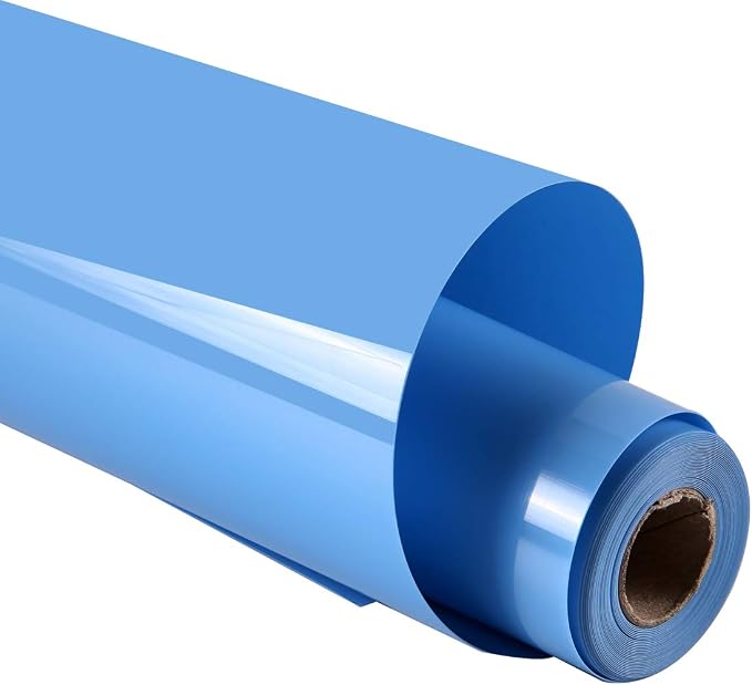 guangyintong Heat Transfer Vinyl Sky Blue HTV Rolls, Glossy Surface Sky Blue