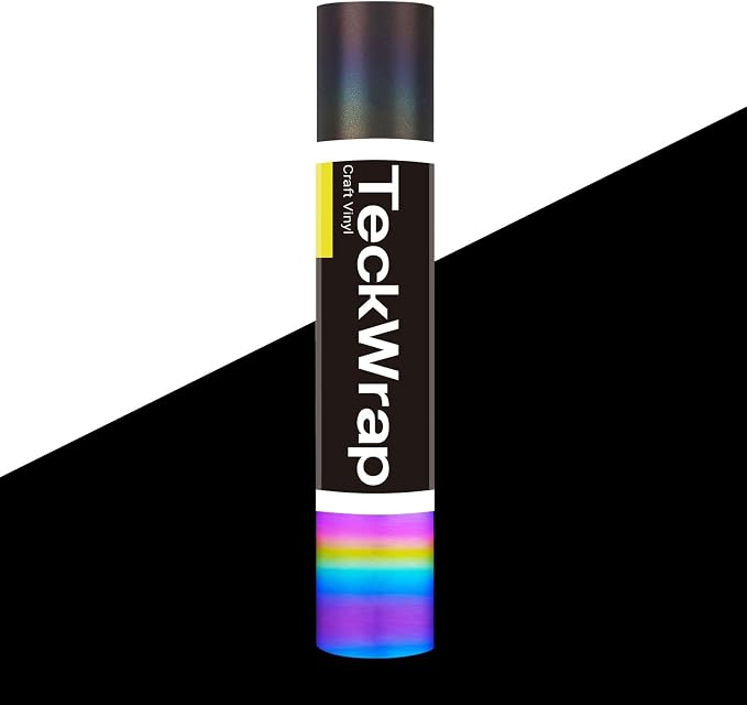 TECKWRAP Black Holographic Reflective Adhesive Vinyl Flashlight Sensitive Vinyl