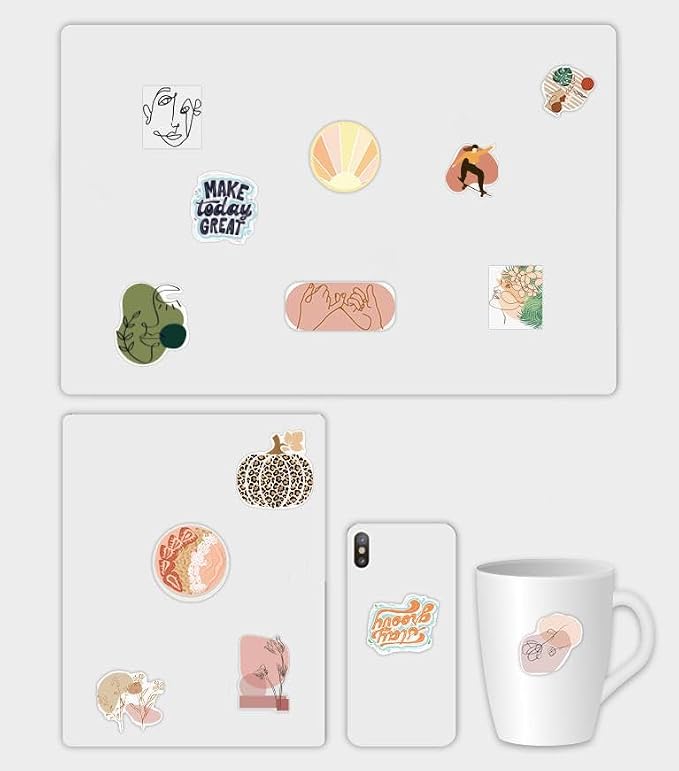 Retro Aesthetic Boho Stickers, Cute Vinyl Waterproof Stickers Water Bottles