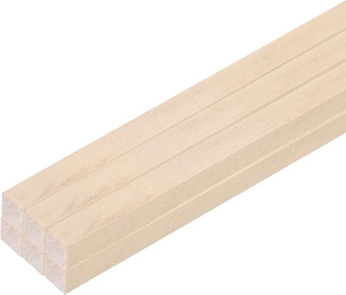 MECCANIXITY 6pcs Wood Sticks, 3/8"x 3/8" x 15" Rectangle Wooden Cube Wood