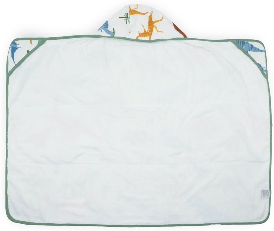 Little Unicorn Premium Hooded Bath Towel| Absorbent Cotton & Terry Blend | Larger Size, 1-6 Years (Dino Names)