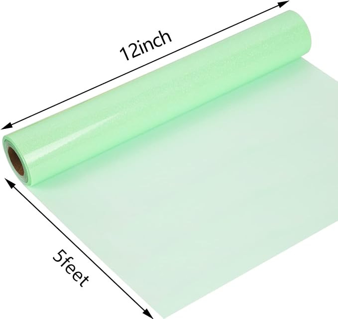 guangyintong Heat Transfer Vinyl Roll, Glow Glitter Light Green, HTV Tape