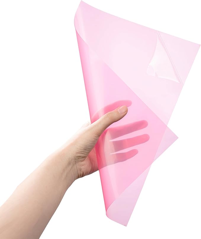 10-Pack A4 Colored PVC Flexible Plastic Sheets, 0.3mm Pink Transparent Film