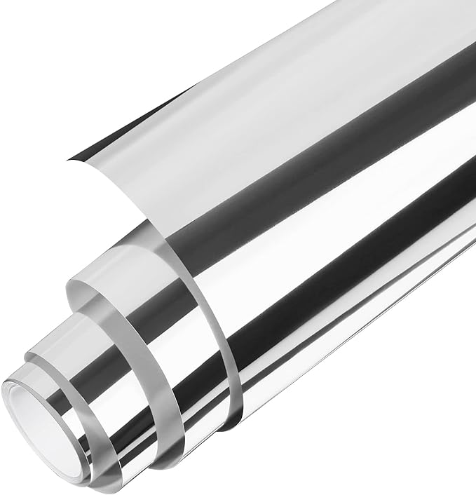 Gatichetta Silver Heat Transfer Vinyl Roll, Metallic Foil Iron On Vinyl 12" X