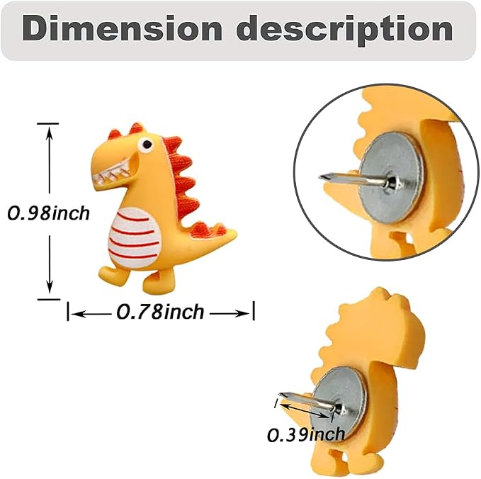 30 pcs Cute Dinosaur Decorative Push Pin Animal Thumbtack Photo Memo Note
