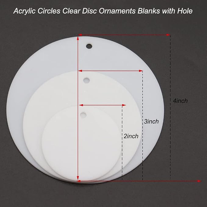 32Pcs 3Inch White Acrylic Ornament Blanks